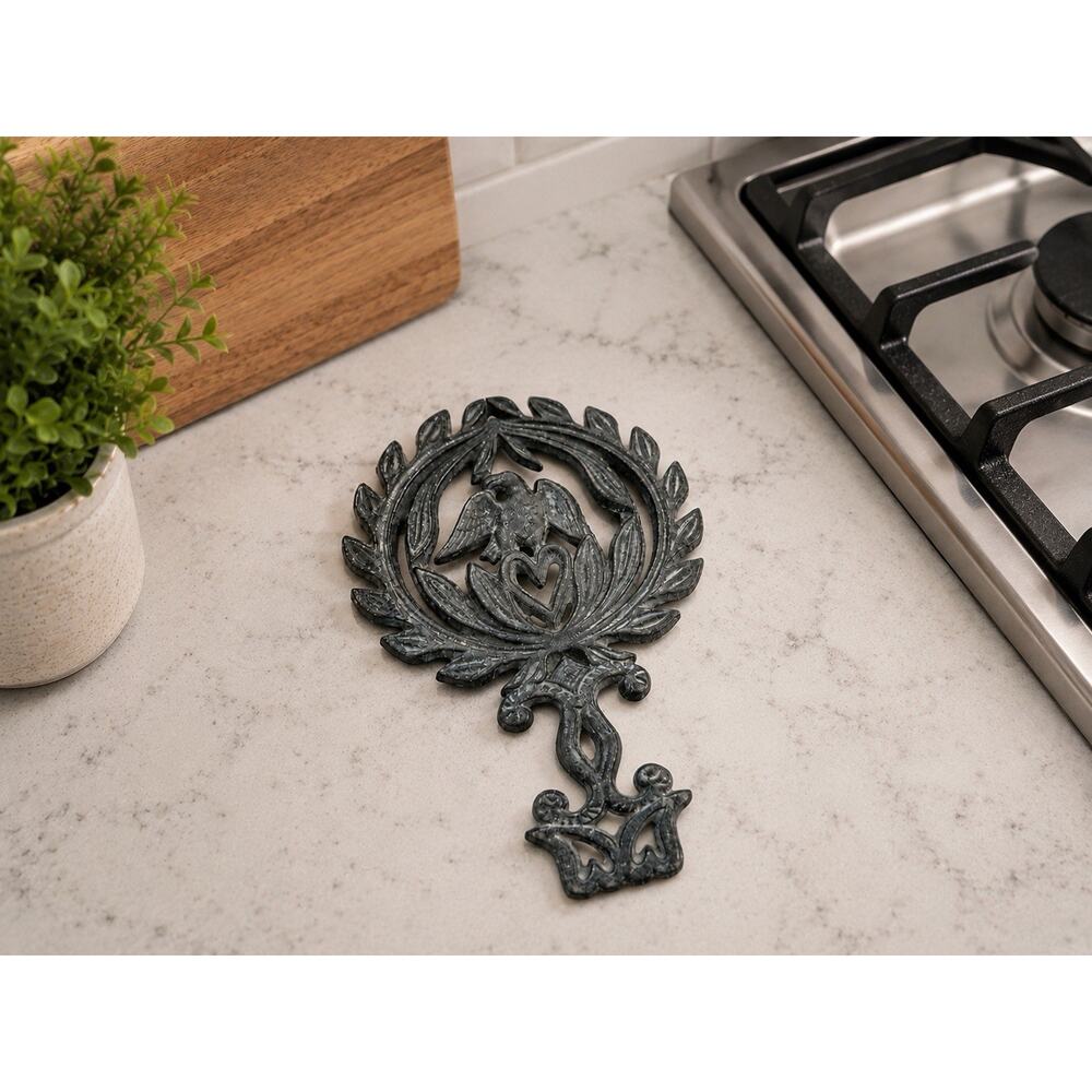 Vintage Trivet Cast Iron American Eagle Design